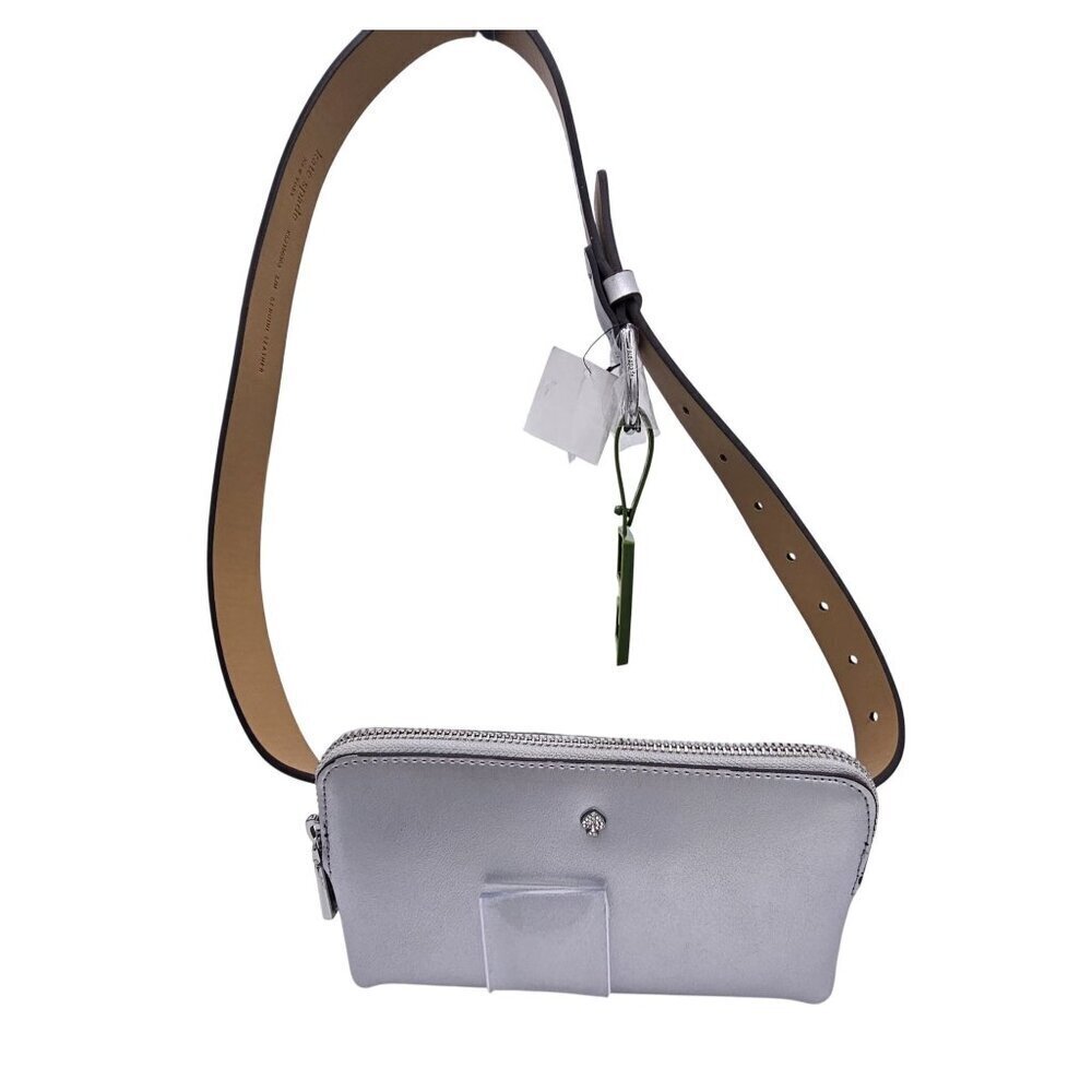 Kate Spade New York Metallic Leather Belt Bag Waist Pack Silver - Picture 8 of 8